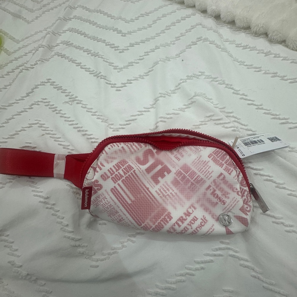 Lululemon Athletica Red and White Belt Bag manifesto print